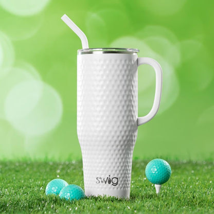 Swig Life 40oz Mega Mug, 40 oz Tumbler with Handle and Straw, Cup Holder Friendly, Dishwasher Safe, Extra Large Insulated Tumbler, Stainless Steel (Pickleball)