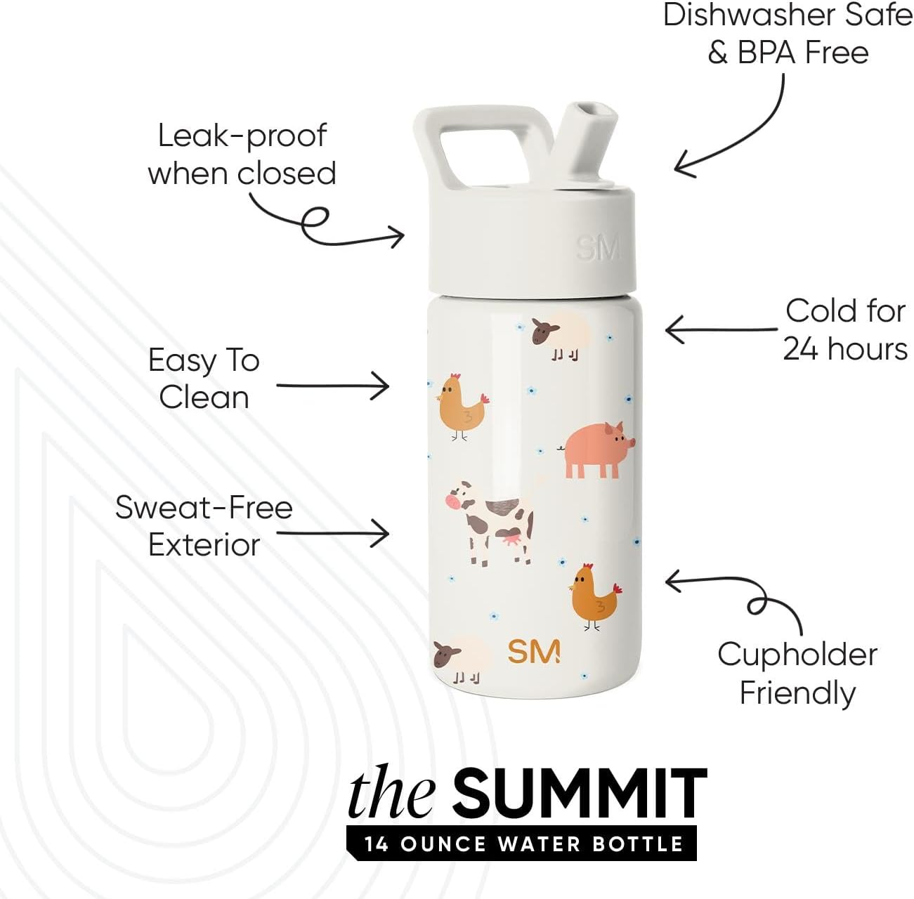 Simple Modern Kids Water Bottle with Straw Lid | 14oz Insulated Stainless Steel Kids Tumbler & Spill Proof Toddler Cup for School, Girls, Boys | Summit | Chloe Floral - Colors B
