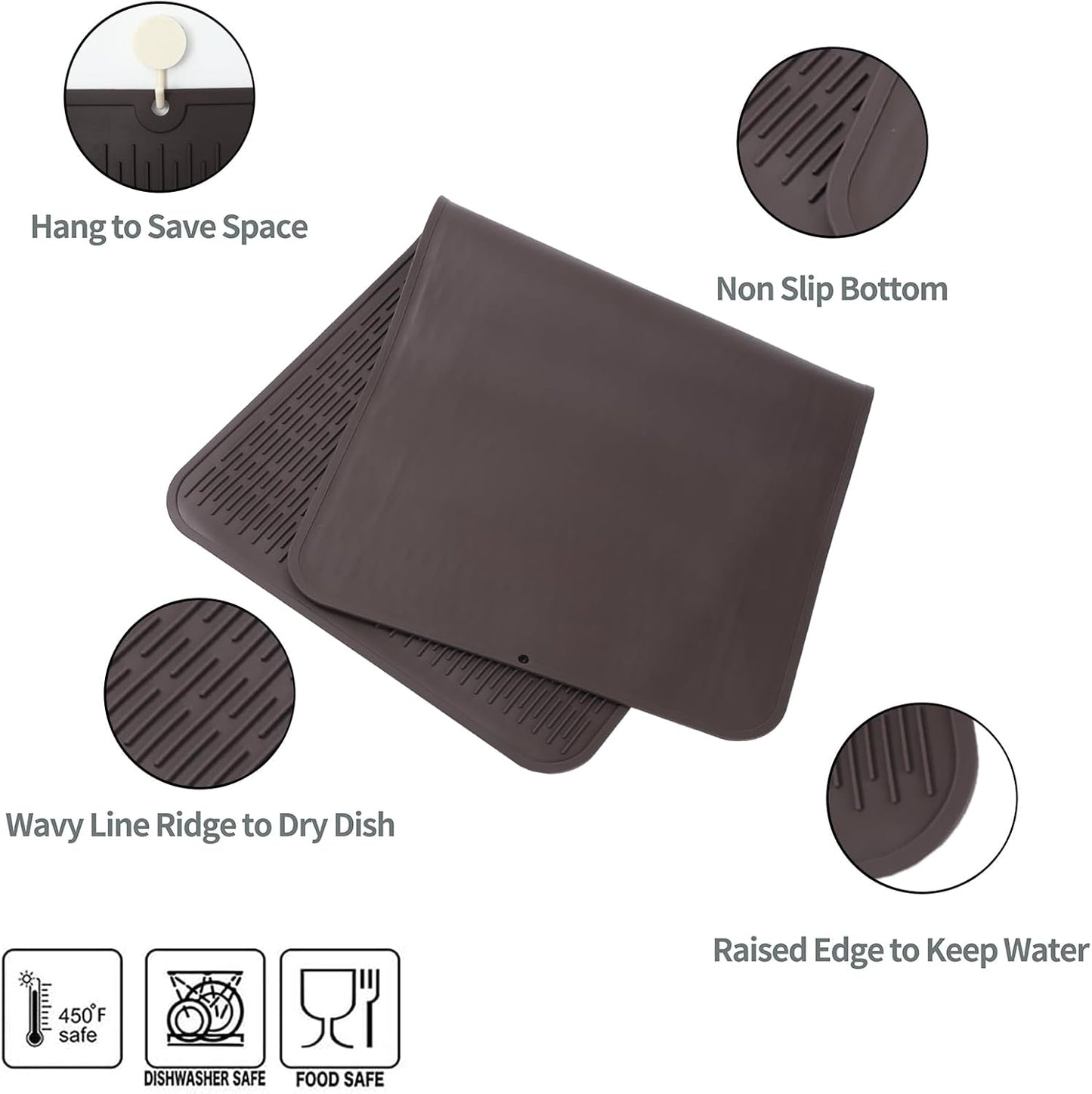 MicoYang Silicone Dish Drying Mat for Multiple Usage,Easy clean,Eco-friendly,Heat-resistant Silicone Mat for Kitchen Counter,Sink,Bar,Bottle,or Cup Green M 17 inches x 6 inches