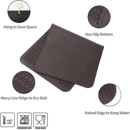 MicoYang Silicone Dish Drying Mat for Multiple Usage,Easy clean,Eco-friendly,Heat-resistant Silicone Mat for Kitchen Counter,Sink,Bar,Bottle,or Cup Green M 17 inches x 6 inches