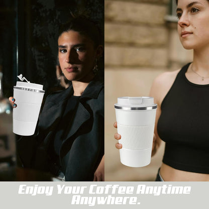 SPLMIFA Vacuum-Insulated Stainless Steel Travel Coffee Mug, Leak-Proof Reusable Coffee Cup with Lid - Keep Hot & Cold Drinks for Hours, Durable Insulated Tumbler for Men & Women(3rd-Black, 12OZ)