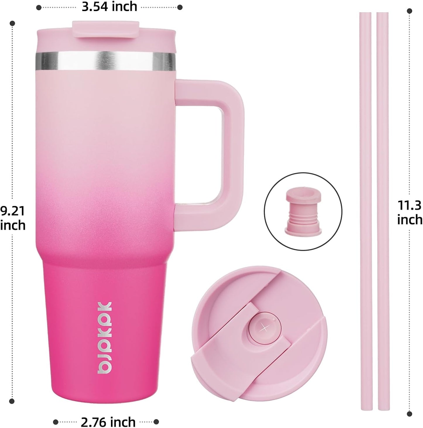 BJPKPK 30oz Stainless Steel Insulated Tumbler With Handle And Lid Straw Travel Coffee Mug Thermal Cup,Black