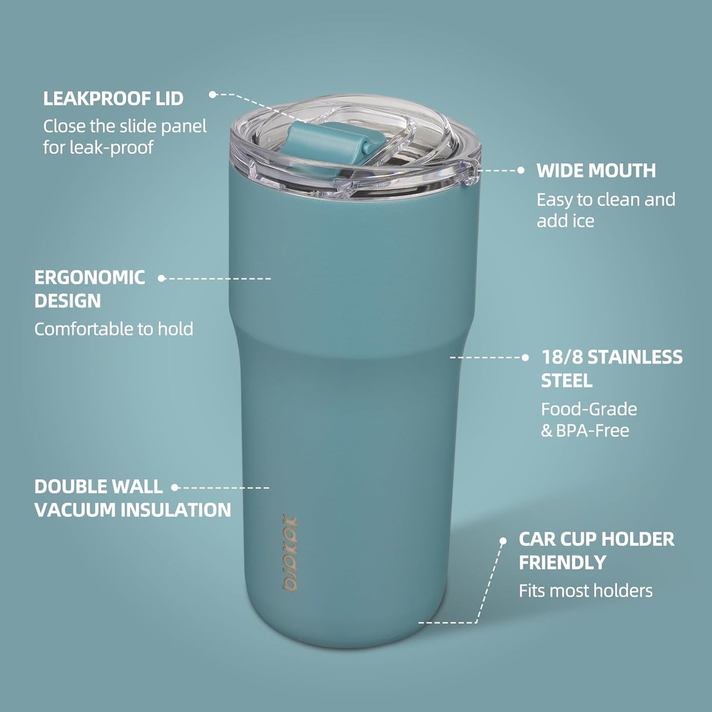 BJPKPK Insulated Tumbler,20oz Stainless Steel Tumbler with lid,Double Wall Travel Coffee Mug Thermal Cup,Keep Drinks Cold and Hot,Lavender