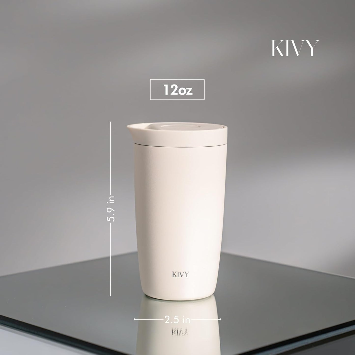 KIVY Travel Coffee Mug Tumbler [24h Cold | 6h Hot] Insulated Coffee Tumbler Stainless Steel - Leak Proof Coffee Travel Mug - 12oz Insulated cup to go for hot & cold drinks - Cups for Women & Men