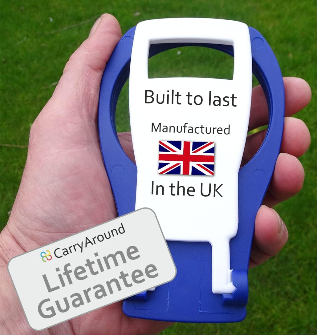 CarryAround Fold Away Cup Carrier/Caddy [Made in UK] (Blue) Take-Out Coffee Soft Drink Pint Beer Beverage Holder, Sturdy Reusable Pocket Size, Festival Sports Gigs - Easy & Safe 2,3,4 Cups