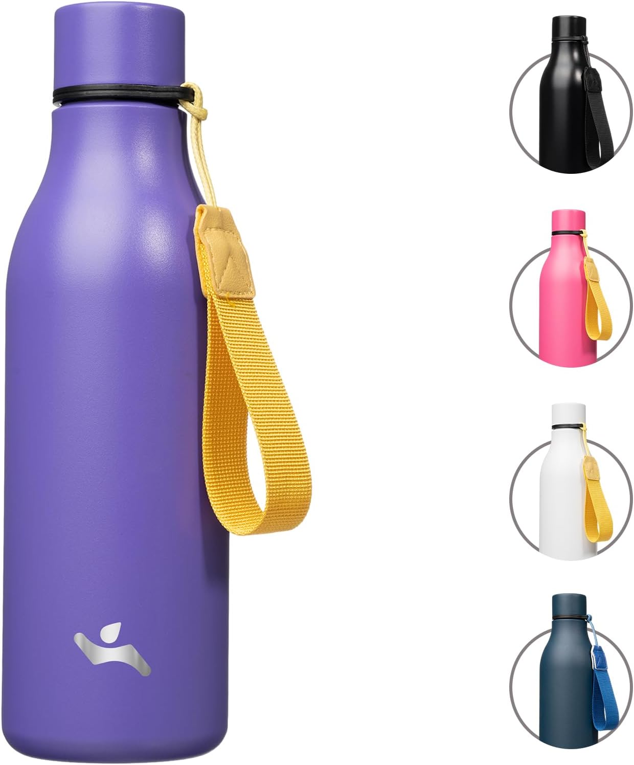 Konokyo Insulated Water Bottle with Strap,18 oz Double Wall Stainless Steel Vacuum Bottles Metal Water Flask,Macaron Green - Colors A