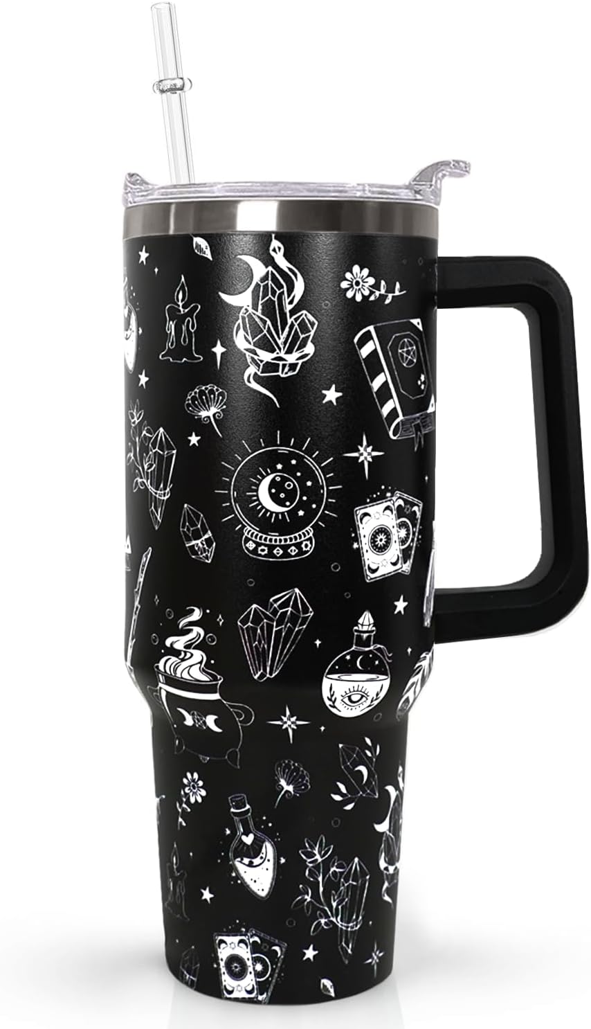 Ceovfoi 40 oz Pickleball Coffee Mug Vacuum Insulated Travel Tumbler with Handle, Lid & Straw - Perfect Pickleball Gifts for Players, Coaches, Lovers | Pickleball Accessories