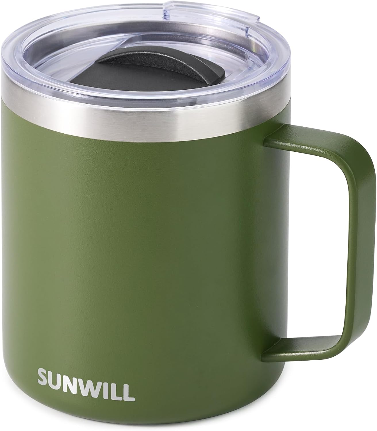SUNWILL Travel Coffee Mug with Lid, Insulated Tumbler with Handle, 14 oz Stainless Steel Cup for Ice, Water, Tea, Rose Gold