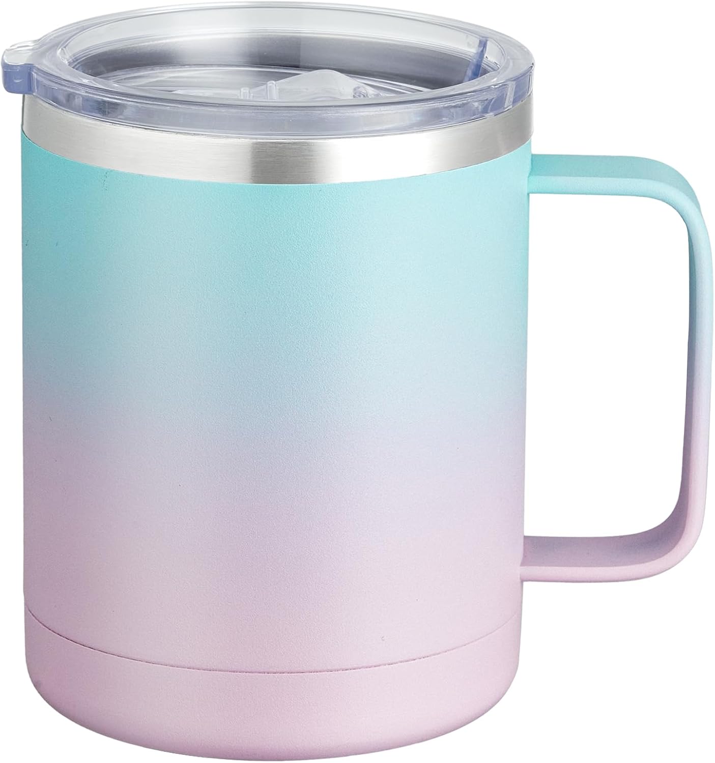 MEWAY 12oz Coffee Mug With Handle and Sliding Lid,Stainless Steel Travel Tumbler Cup with Handle,Double Wall Vacuum Insulated Camping Cup for Hot & Cold Drinks Tea (Black,Set of 1