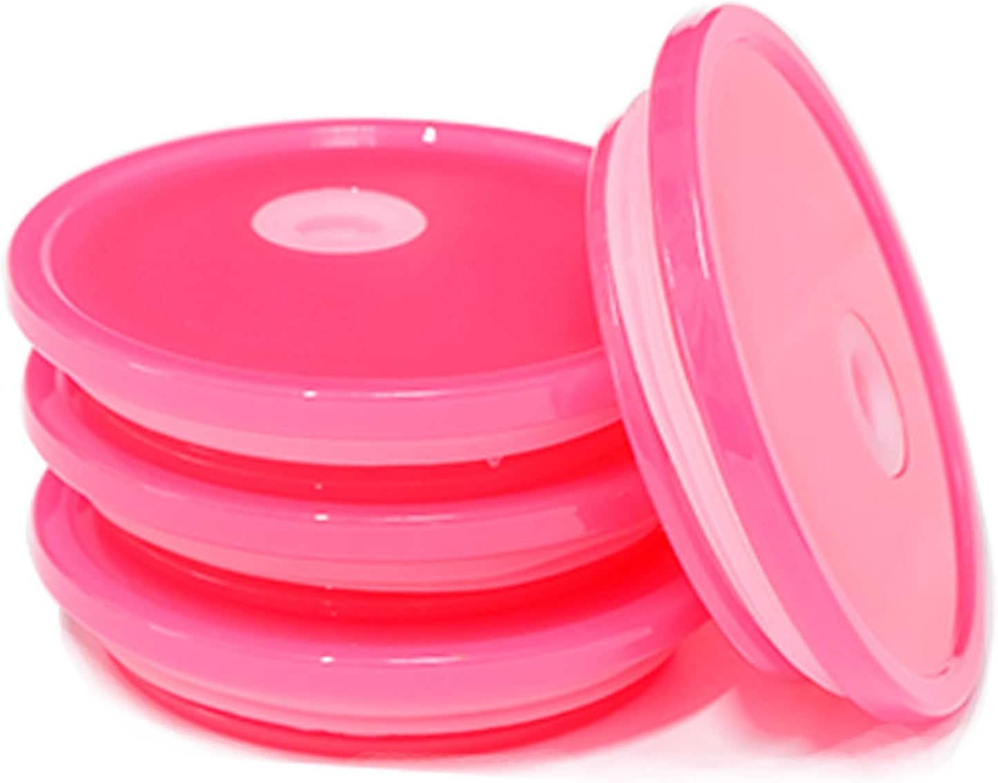 4 Pack Acrylic Lids for Glass Cups with Bamboo Lids and Straws, 2.75 inch/70 mm Acrylic Lids for 16 OZ Beer Can Cups with Wooden Lids, Replacement Canning Lids for 16OZ 20 OZ Glass