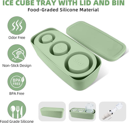 Tcamp Ice Mold for 30-40 oz Tumbler Cup, Silicone Ice Cube Tray With Lid and Bin for Freezer, Ice Ring Ice Maker for Chilling Cocktails, Whiskey, Drinks, Coffee, Easy Fill and Release (Black)
