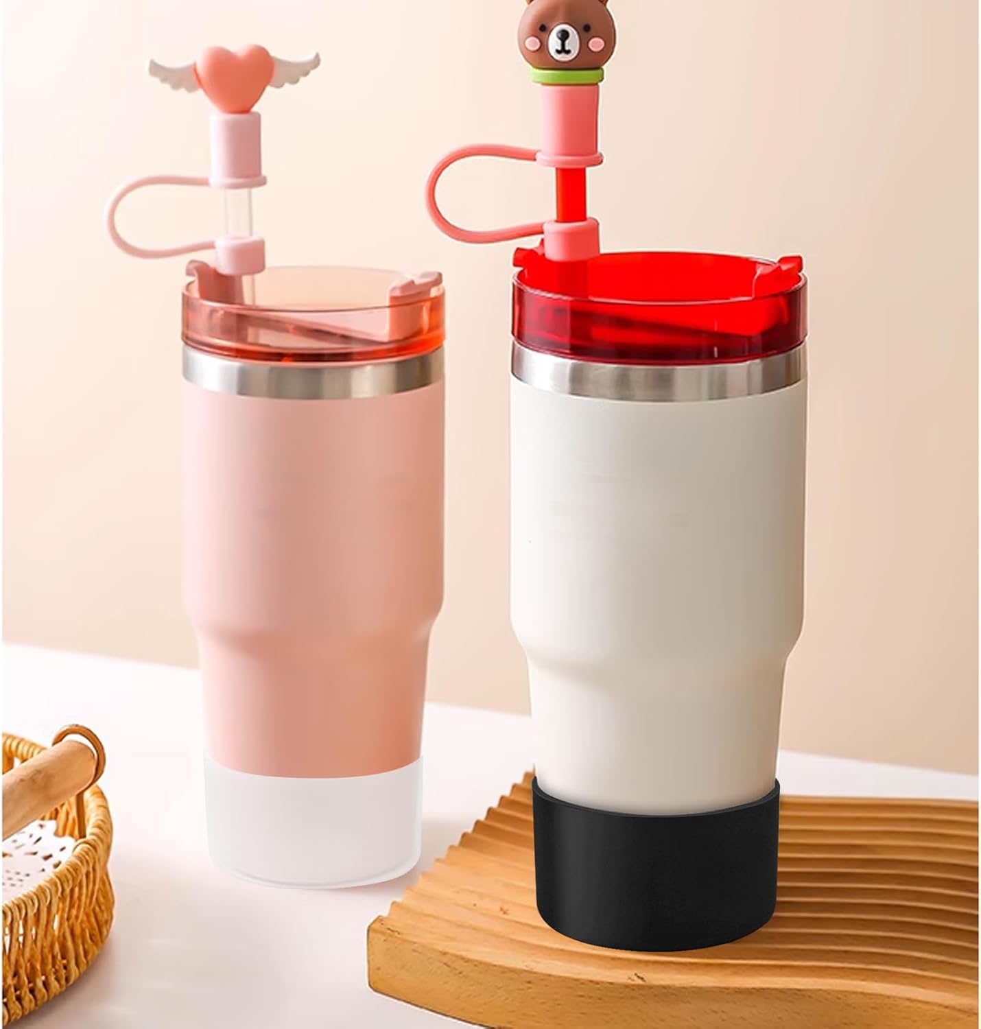 2 Pcs 3 Inch / 75mm Black Water Bottle Boot, Silicone Sleeve Water Bottle Bumper, Tumbler Accessories Bottle Bottom Protector for 20oz 30oz 40oz Water Bottle
