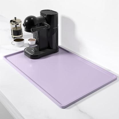 Rnivvi Silicone Coffee Mat, 16" x 24" Waterproof Raised Edge Coffee Bar Mats for Espresso Machine Station Accessories, Heat Resistant Detachable Dish Drying Pad for Kitchen Counter, Dish Rack, Green