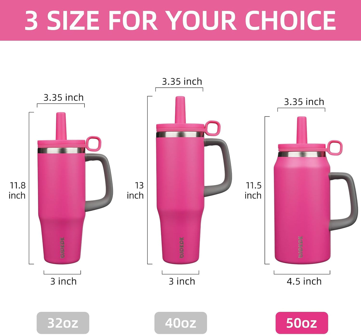 BJPKPK 50oz Insulated Tumbler with Handle Stainless Steel Travel Coffee Mug with Lid Reusable Large Water Bottle with Straw,Sky