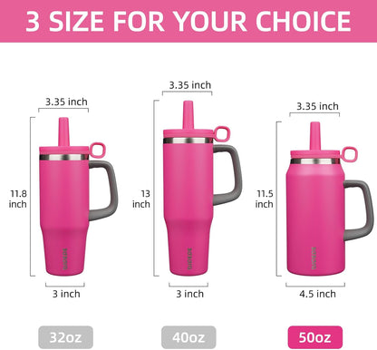 BJPKPK 50oz Insulated Tumbler with Handle Stainless Steel Travel Coffee Mug with Lid Reusable Large Water Bottle with Straw,Sky