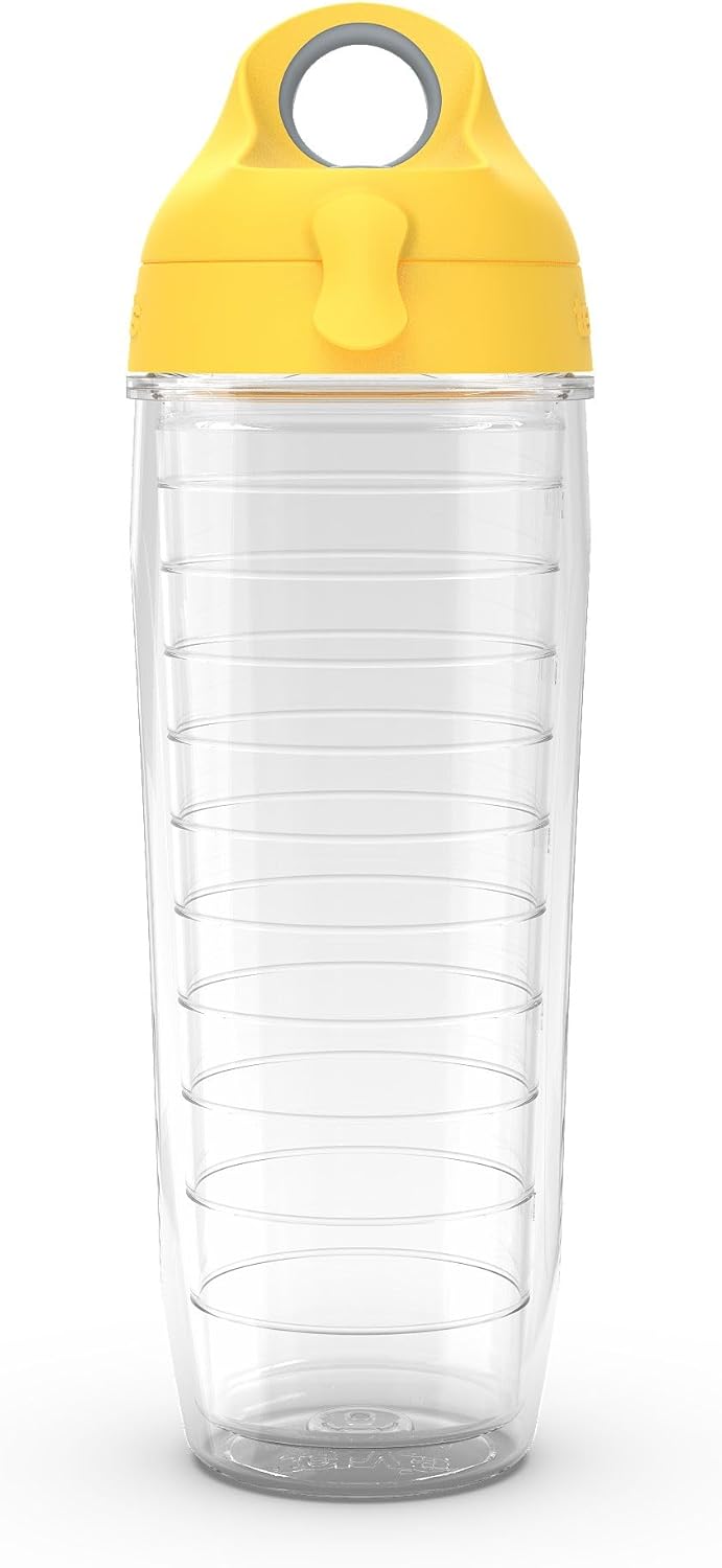 Tervis Clear & Colorful Lidded Made in USA Double Walled Insulated Tumbler Travel Cup Keeps Drinks Cold & Hot, 24oz, Black Lid, 1 Count (Pack of 1)