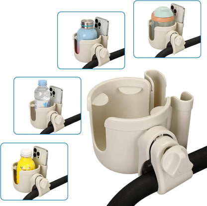 Accmor Stroller Cup Holder with Phone Holder, Bike Cup Holder, Universal Cup Holder for Uppababy Nuna Doona Strollers, 2-in-1 Cup Holder for Walker, Wheelchair, Scooter - Colors B