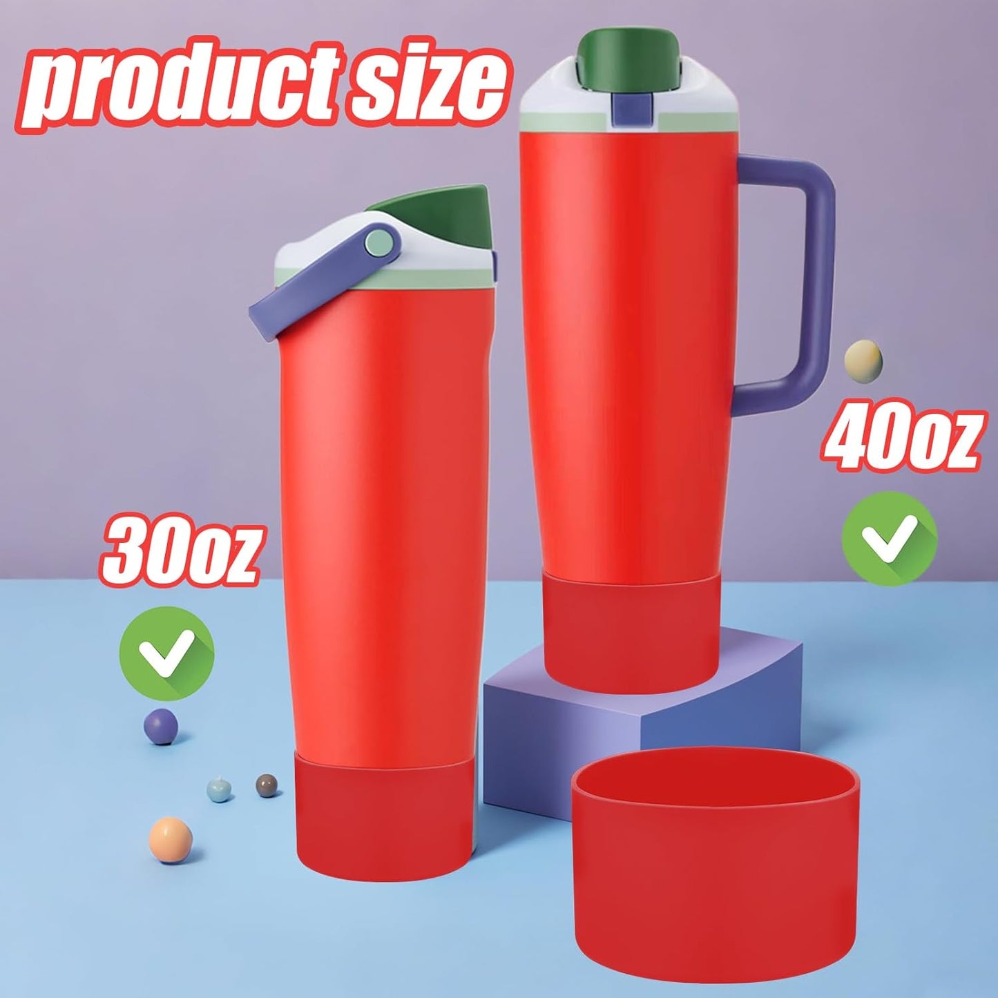 Mity rain 2PCS Protective Silicone Boots for Owala 30oz & 40oz FreeSip Sway Bottles & Tumblers - Accessories for owala, Enhances Stability & Prevents Scratches(Black Cherry)