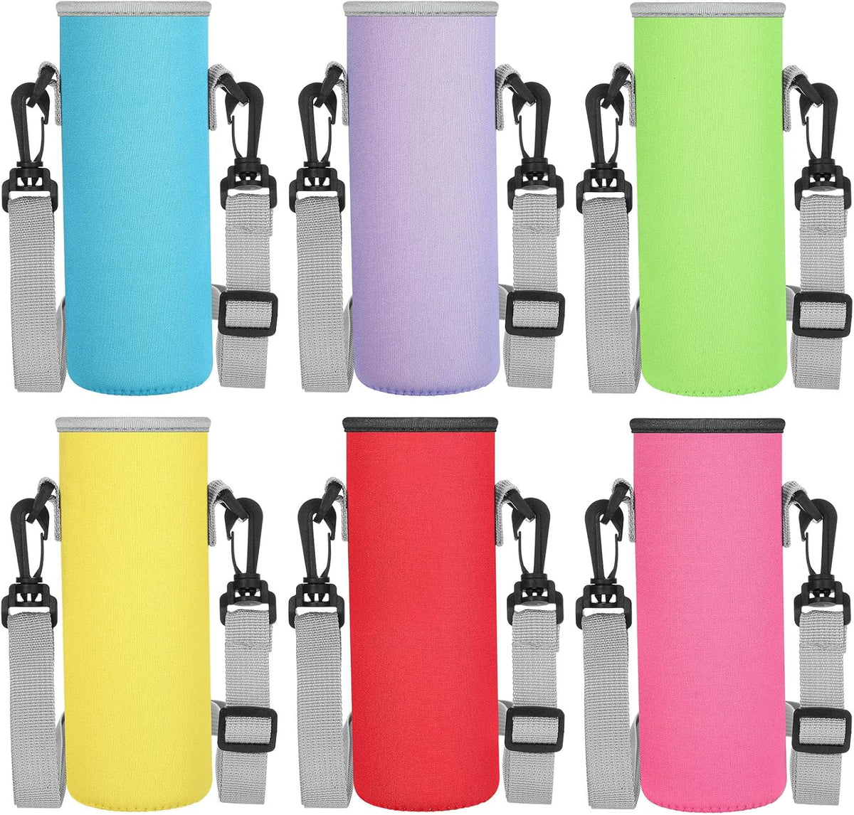 6 Pcs Neoprene Water Bottle Holder with Adjustable Strap, Stylish