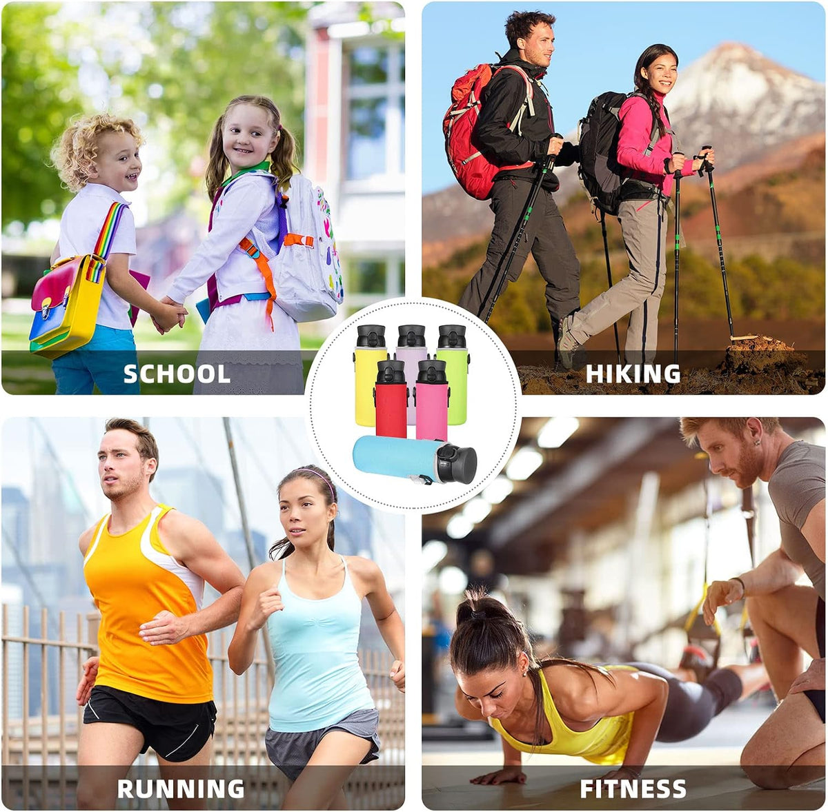 6 Pcs Neoprene Water Bottle Holder with Adjustable Strap, Stylish