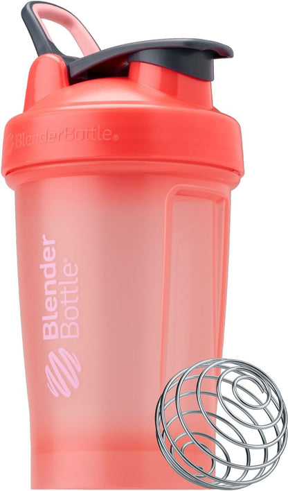 BlenderBottle Classic V2 Shaker Bottle Perfect for Protein Shakes and Pre Workout, 20-Ounce, Clear/Black