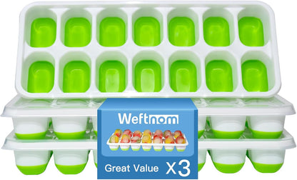 Ice Cube Tray with Lid, 3 Pack Silicone Easy-Release Ice Trays for Freezer, Stackable Ice Cube Molds for Drinks, Cocktails, Whiskey, Coffee - BPA-Free and Odor-Free,Ice Cube Trays for Freezer