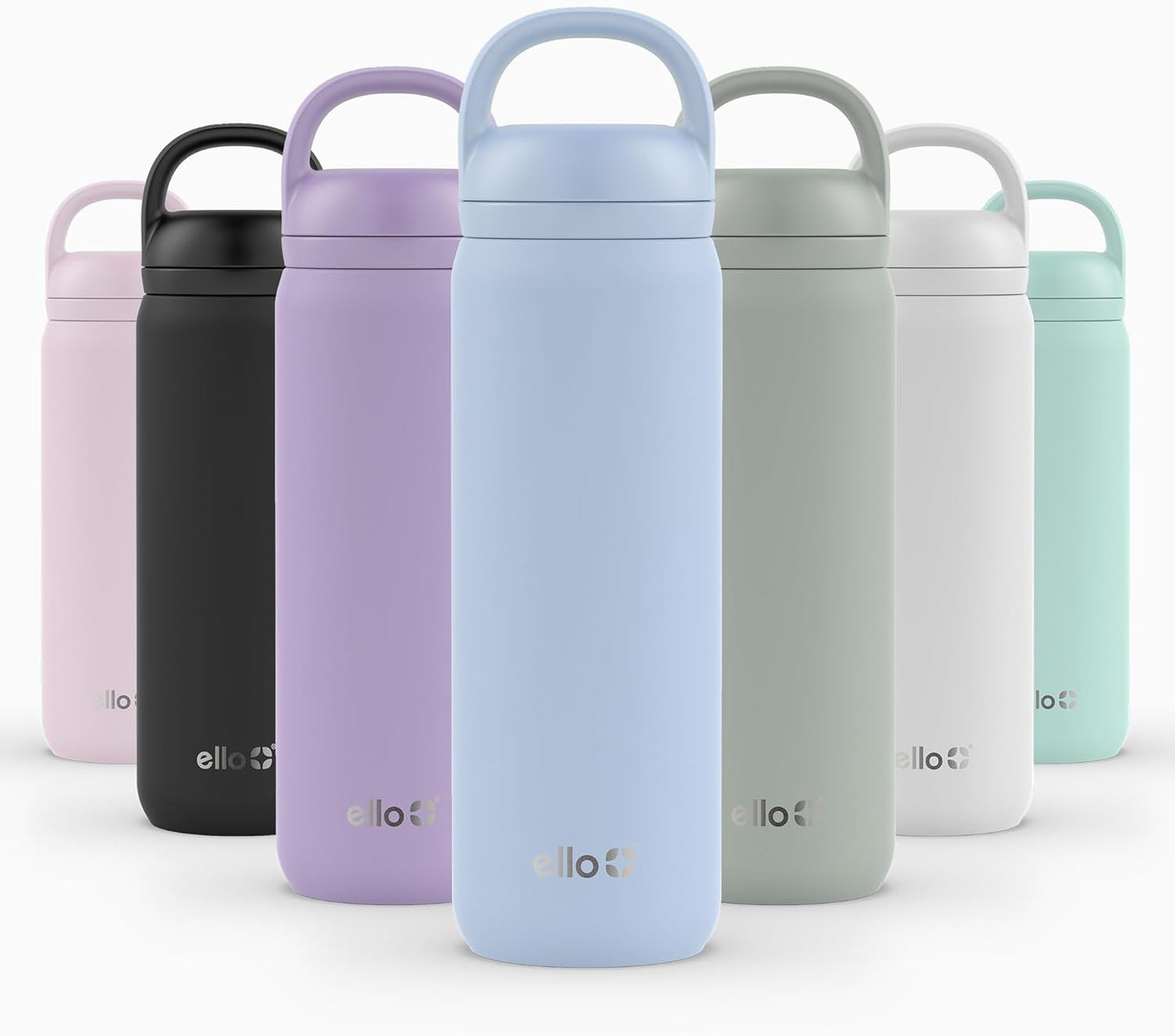Ello Cooper 22oz Stainless Steel Water Bottle with Straw and Carry Handle, Double Walled and Vacuum Insulated Metal, Leak Proof Locking Lid with Soft Silicone Spout, Reusable, BPA Free, Lilac