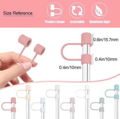 6PCS Silicone Straw Covers Cap Compatible with Stanley Cup 30&40oz Tumbler with Handle 10mm Straw Toppers，Straw Tips Lids Dust-Proof Reusable for Stanley Cup Accessories (White)