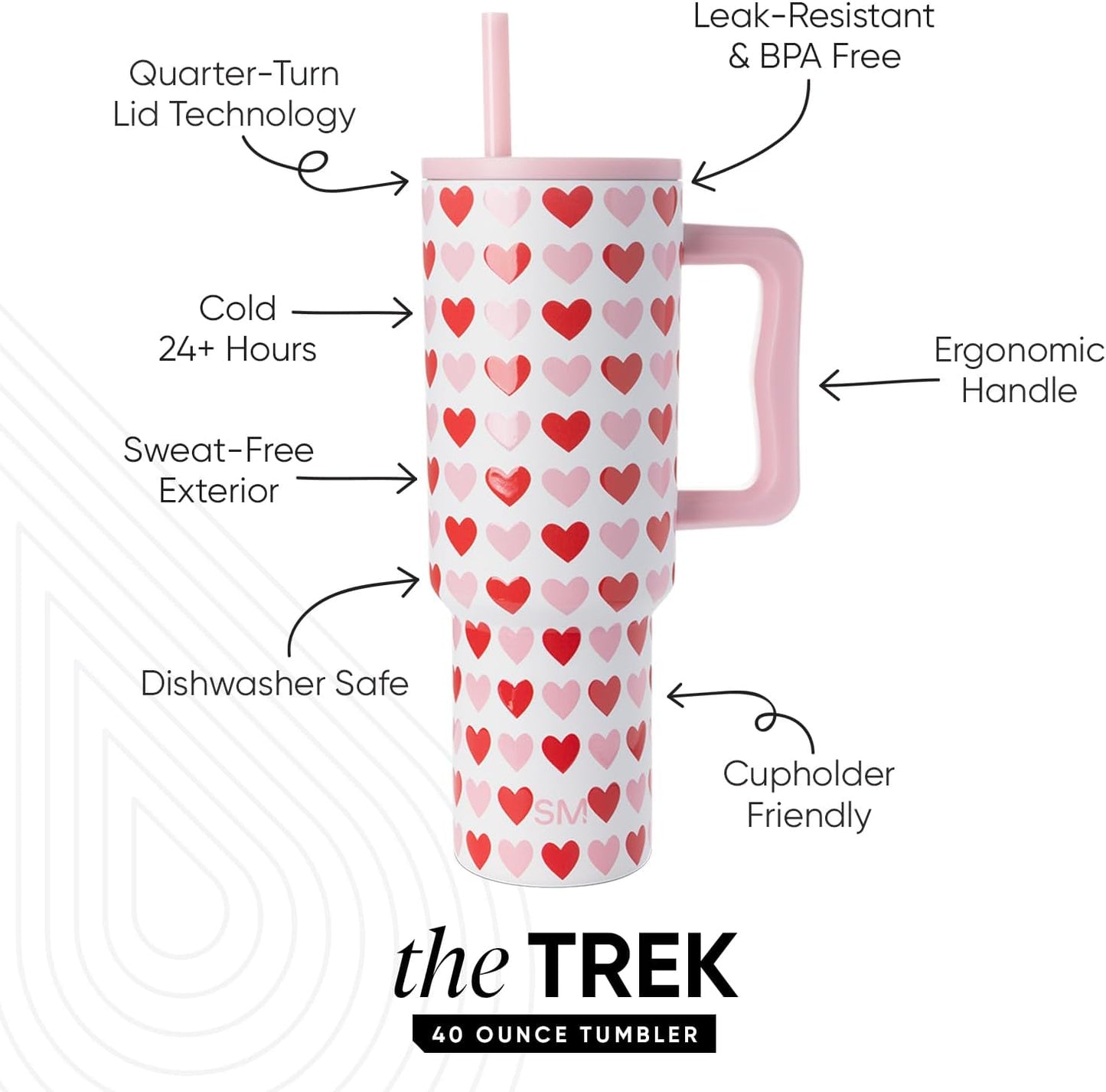 Simple Modern 40 oz Trek Tumbler with Handle and Straw Lid | Cup Holder Friendly Insulated Stainless Steel Travel Mug | Sea Glass Sage - Colors A