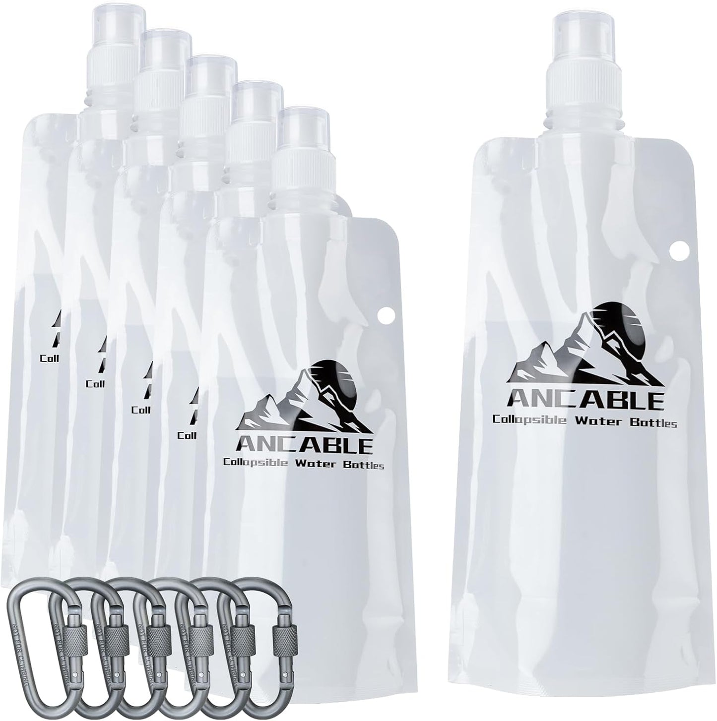 Ancable 33oz (1L) Collapsible Water Bottles, 3-Pack Reusable Travel Foldable Water Bottles for Hiking Camping Running Bike, BPA-Free Water Bottle