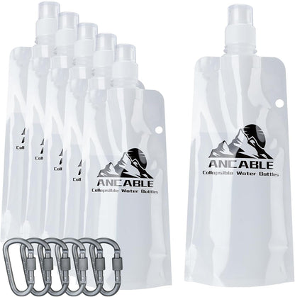 Ancable 33oz (1L) Collapsible Water Bottles, 3-Pack Reusable Travel Foldable Water Bottles for Hiking Camping Running Bike, BPA-Free Water Bottle