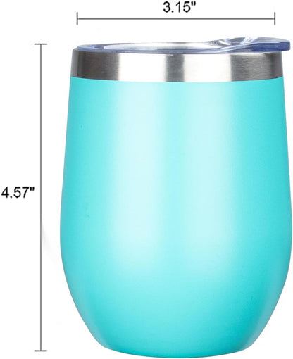 MEZMUT 12 Oz Insulated Wine Tumbler with Lid Double Wall Vacuum Stainless Steel Wine Glass Coffee Mug Insulated Tumbler Cup for Champaign, Cocktail, Beer (Black, 1 Pack)