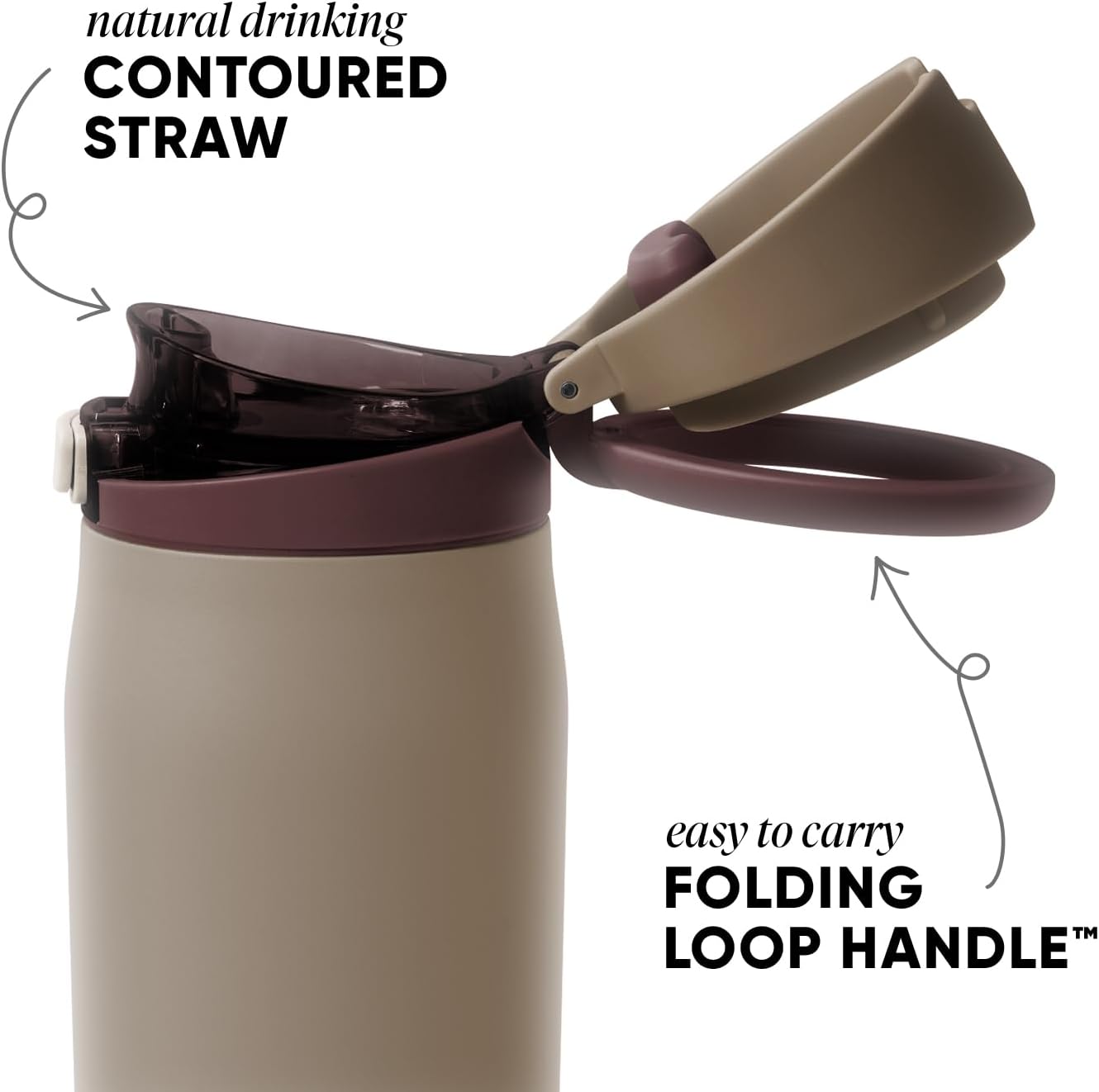 Simple Modern Mesa Loop Water Bottle with Covered Straw and Handle | 24oz Cup Holder Friendly Insulated Stainless Steel Bottles for Travel, Sports and School | Iris Sage - Colors B