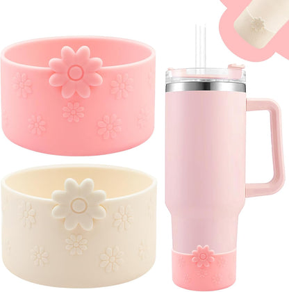 Hpbel Protective Silicone Boot for Stanley Cup Accessories Compatible with Stanley Cup Boot 40/30z and More Bottles with 2.95in Bottom for Water Bottle Flower Tumbler Accessories