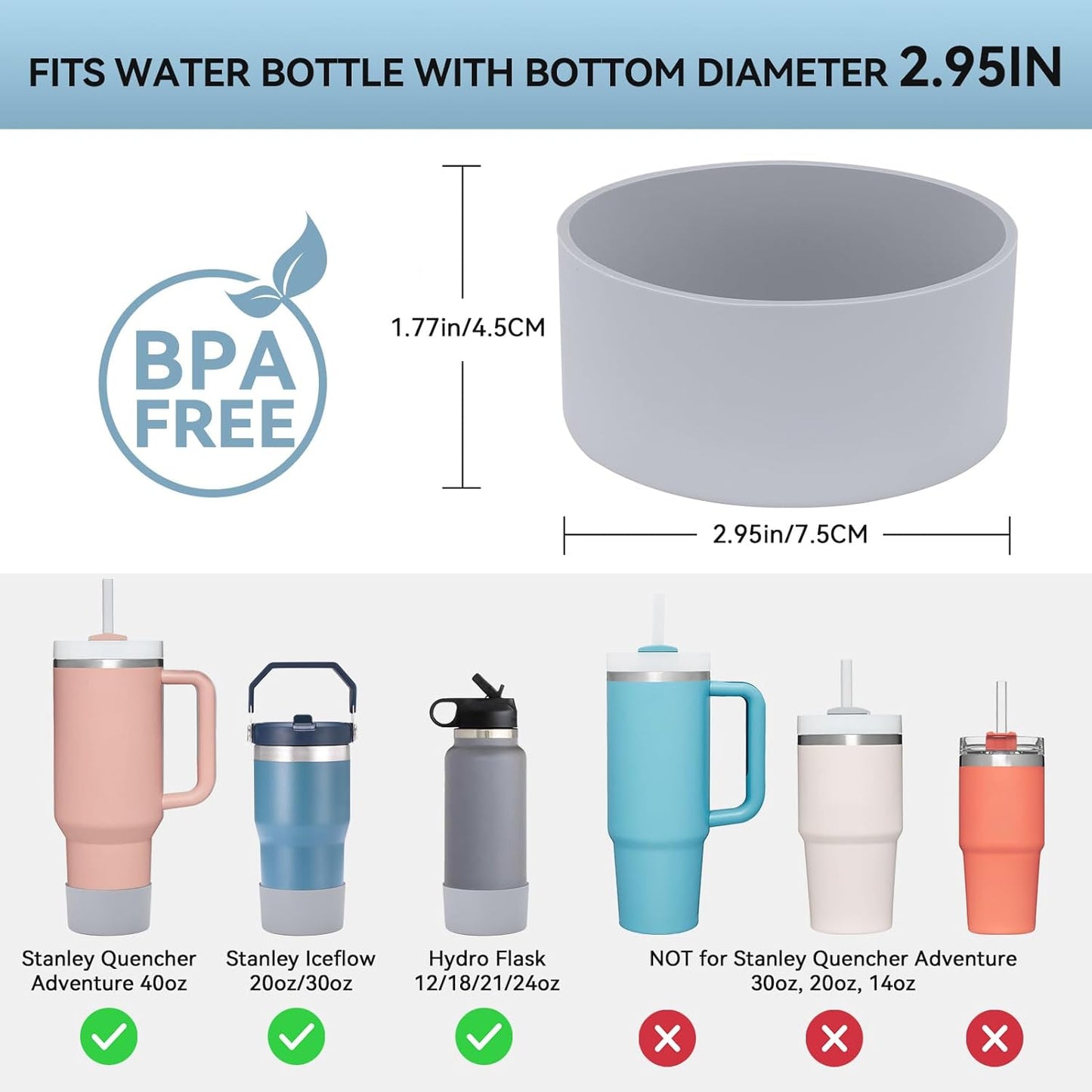 PICcircuit 2PCS for Stanley Boot, Silicone Bottom for Quencher Adventure 40oz 30oz IceFlow 20oz 30oz Bottle&for Hydroflask Tumbler 12-24oz for Stanley Cup Accessories Avoid Scratches&Noise