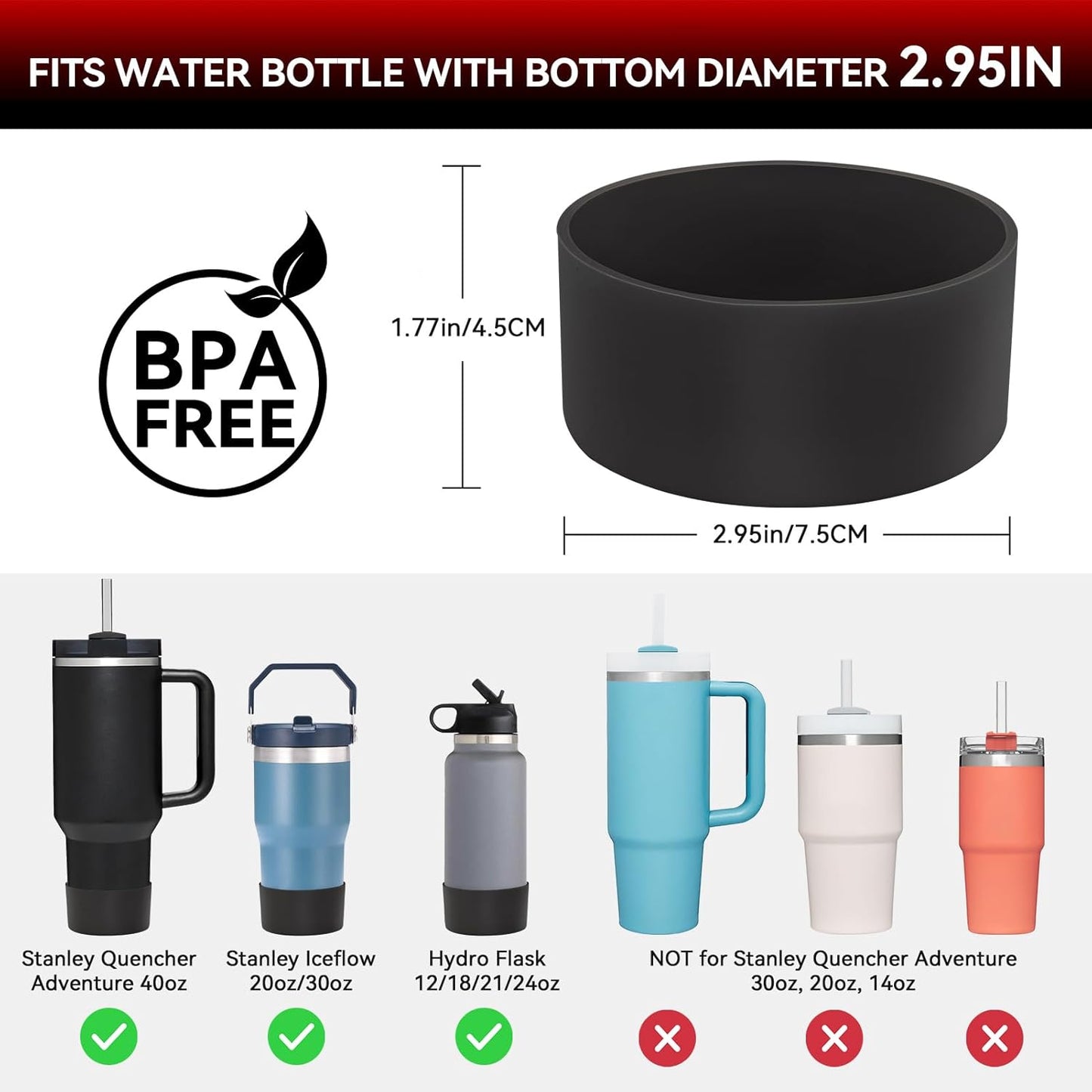 PICcircuit 2PCS for Stanley Boot, Silicone Bottom for Quencher Adventure 40oz 30oz IceFlow 20oz 30oz Bottle&for Hydroflask Tumbler 12-24oz for Stanley Cup Accessories Avoid Scratches&Noise
