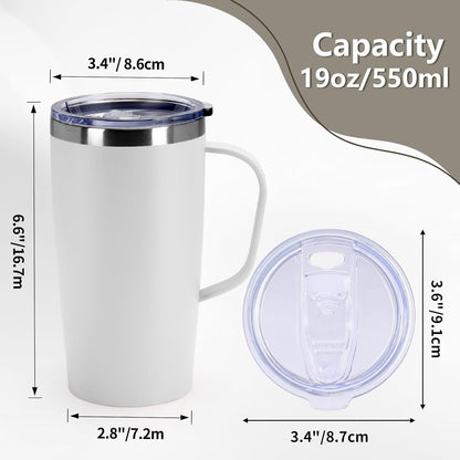 Trwcrt 19oz Insulated Coffee Mug with Handle, Double Wall Vacuum Stainless Steel Travel Coffee Tumbler, Blue