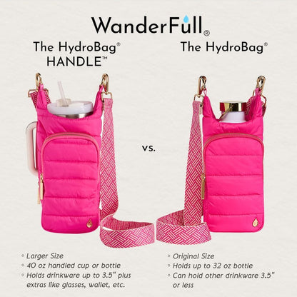 WanderFull Original HydroBag Handle® Zipper Slot for Handle, Hands-Free Crossbody Water Bottle Holder & Tumbler Accessories