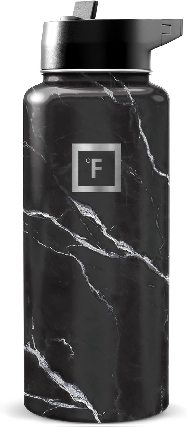 IRON °FLASK Camping & Hiking Hydration Flask with Straw, Wide Mouth Insulated Stainless Steel Sports Water Bottle - 22 oz Aurora