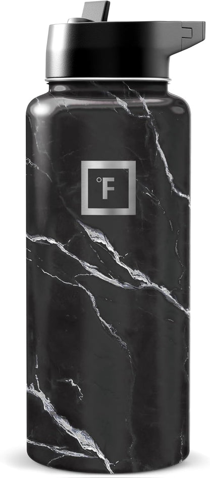 IRON °FLASK Camping & Hiking Hydration Flask with Straw, Wide Mouth Insulated Stainless Steel Sports Water Bottle - 22 oz Aurora