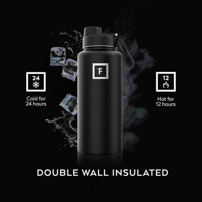 IRON °FLASK Camping & Hiking Hydration Flask with Straw, Wide Mouth Insulated Stainless Steel Sports Water Bottle - 22 oz Aurora