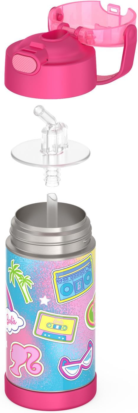 THERMOS FUNTAINER Water Bottle with Straw - 12 Ounce - Kids Stainless Steel Vacuum Insulated Water Bottle with Lid, Bluey - Colors B