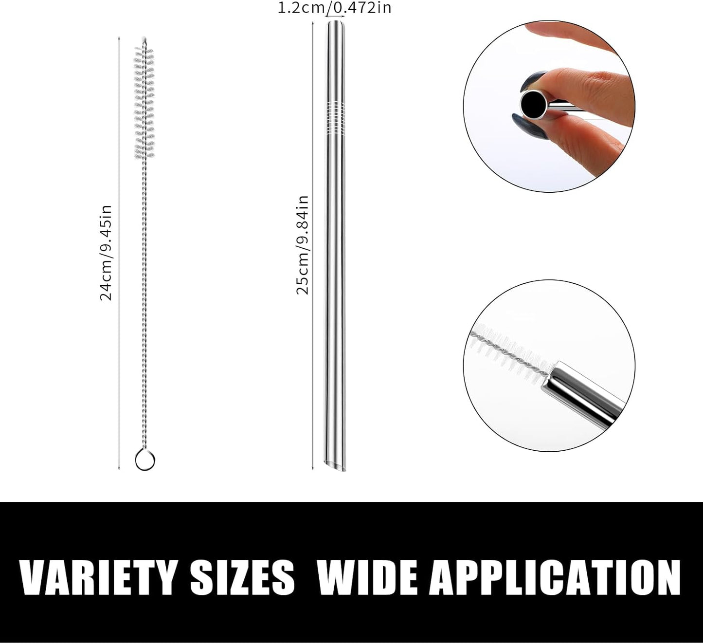 Lazycorner 16 Pcs Metal Straw Reusable 8.5" 10.5" 6mm Stainless Steel Straws for Tumblers 20oz-32oz, Rainbow Drinking Straws with Silicone Tips, 4 Straw Cleaner Brush, 1 Travel Case