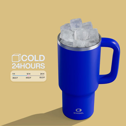 40 oz Tumbler with Handle and Straw: Stainless Steel Insulated Tumbler Keeps Cold for 24 Hours, Leakproof Travel Cup Fits in Cup Holder and BPA-Free, Cotton Candy