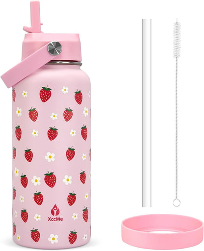 32oz Pickleball Insulated Water Bottle with Lid,Stainless Steel Water Bottl with Flip Straw and Handle,Gifts for Pickleball Players, Pickleball Lovers,Women Girls,Leak Proof Water Bottle