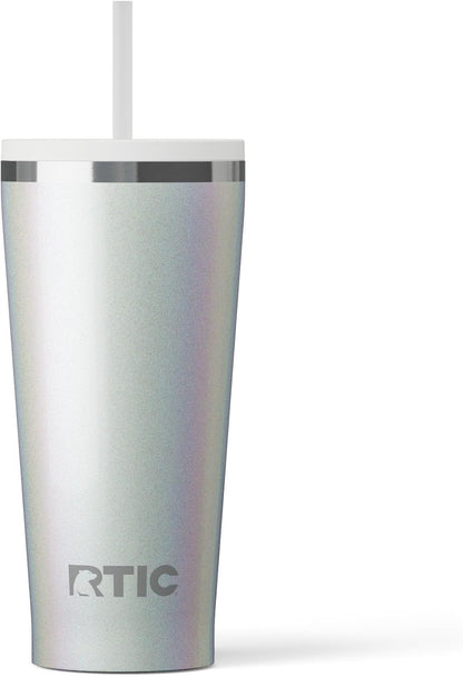 RTIC 20oz Everyday Tumbler Insulated Stainless Steel Portable Travel Coffee Cup with Straw, Ceramic Lining, Spill-Resistant Lid, BPA-Free, Hot and Cold Drink, Beach