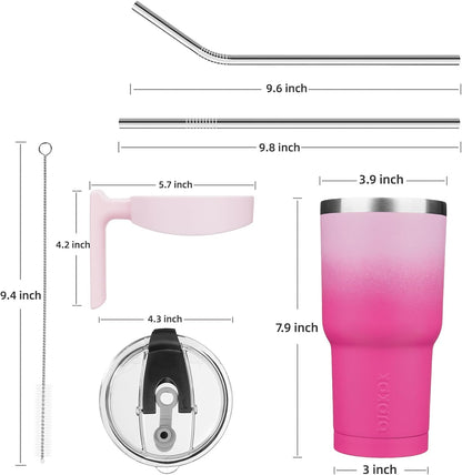 BJPKPK Tumbler With Handle And Straw Lid 40 oz Stainless Steel Insulated Coffee Tumbler Cups For Home, Office or Car,Turquoise