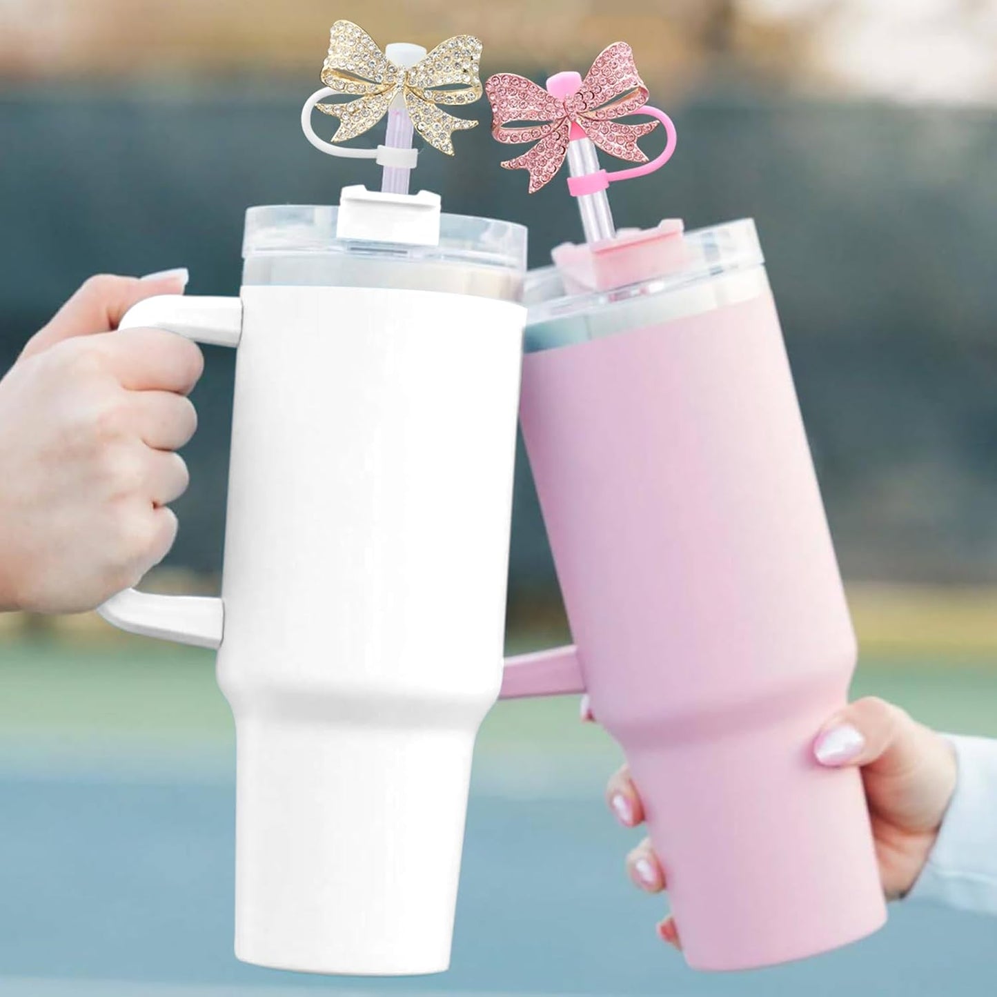 Cute Straw Cover Cap for Stanley Cup Accessories,Bling Straw Toppers for Stanley Tumbler 40&30 oz,Reusable Straws Tips Protectors Compatible with 10mm Straws