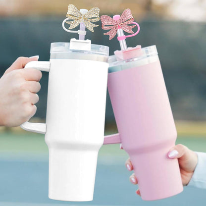 Cute Straw Cover Cap for Stanley Cup Accessories,Bling Straw Toppers for Stanley Tumbler 40&30 oz,Reusable Straws Tips Protectors Compatible with 10mm Straws