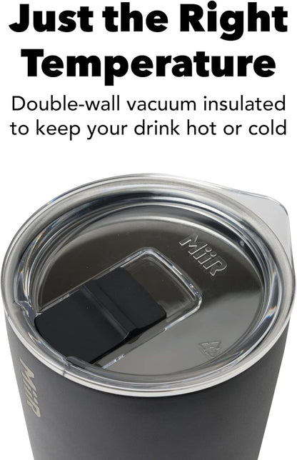 MiiR Tumbler, 12oz Insulated Stainless Steel with Press Fit Slide Lid – Splash Proof Design, Holds Hot & Cold Beverages, Stylish & Functional Cup Holder Compatible